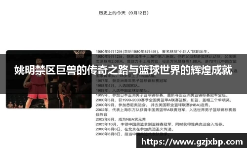 姚明禁区巨兽的传奇之路与篮球世界的辉煌成就
